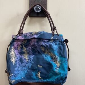 Nica feather print cloth shoulder bag